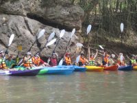 Paddles up on Kayak A , Chiang Dao